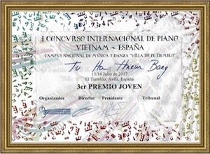 Ahe (13) wins the 3rd prize at a music and dance competition at El Tiemblo, Spain