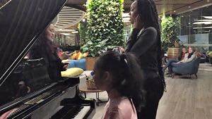 Ahe (14) having fun at the piano during a break at a choir concert at the Flamingo Resort, Dai Lai, Vietnam in January 2018. Part 2.